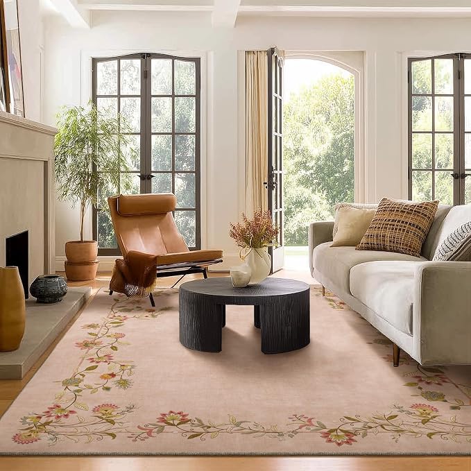 6x9 Area Rugs for Living Room: Washable Bedroom Rug Stain Resistant Non Slip Low Pile Ultra Soft Faux Wool Lightweight Large Rugs for Dining Room Kitchen Farmhouse Nursery Home Office Indoor