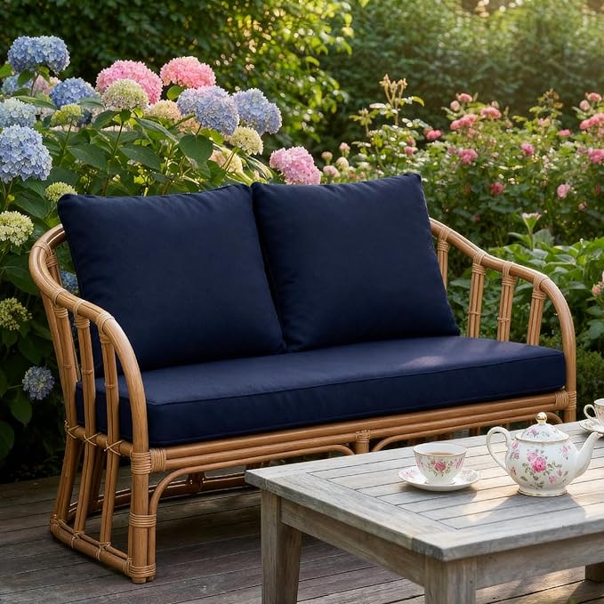 Goodgoods 48 x 24 Outdoor Loveseat Cushion Set, 1000+Hours Fade-Resistant & Water-Resistant Outdoor Furniture Chair Cushions with 30D High-Resilience Foam for Couch, Bench, and Swing, Midnight
