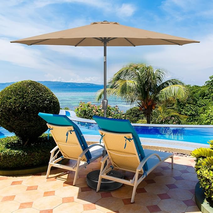 Simple Deluxe Patio Umbrella Outdoor, UV Protection Sunshade with Push Button Tilt/Crank and 8 Sturdy Ribs, for Table Garden Lawn Beach Pool