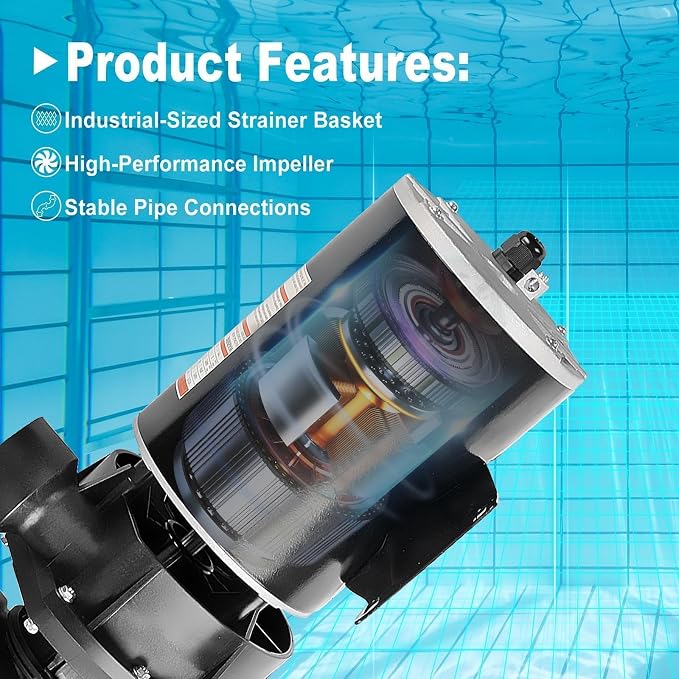 W3SP1580X15 1.5 HP Pool Pump, Single speed motor, 115V 11.2A 3450RPM 60Hz, Direct Replacement for Hayward PowerFlo LX Series