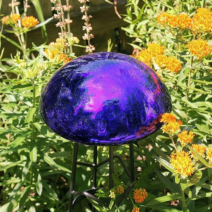 Achla Designs Glass Toadstool Mushroom Gazing Ball, Blue