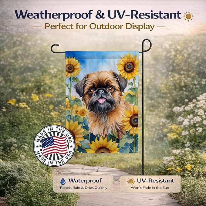 Caroline's Treasures DAC6041GF Brussels Griffon in Sunflowers Garden Flag Mailbox Flag Decorative Yard Flag Banner Outside Patio Artwork Yard Flower Beds, Garden Size, Multicolor