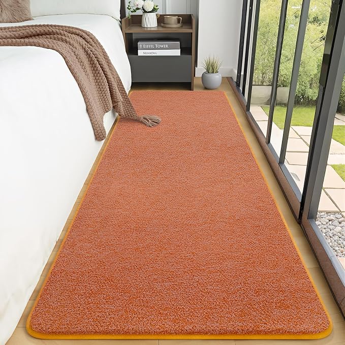 AROGAN 2x8 Runner Rug for Hallway, Long Runner Rugs Non Slip, Orange | Soft Washable Memory Foam Carpet for Bedroom, Non Slip Backing Runners Rug for Hallways, Kitchen, Bathroom, Entryway Home