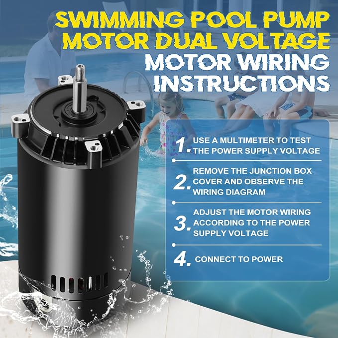 UST1152 Pool Pump Motor 1.5 HP 56J Frame Fit for Hayward SP2610X15 AST165 | 115/230V 3450 RPM Single Speed A.O. Smith Century AST165, B229