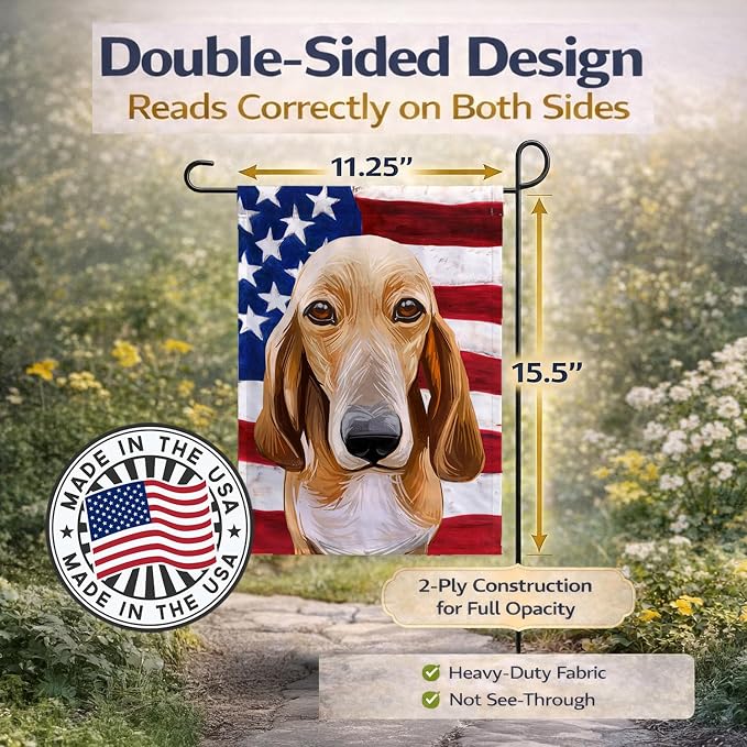 Caroline's Treasures CK6693GF Schweizer Laufhund Dog American Flag Garden Flag Mailbox Flag Decorative Yard Flag Banner Outside Patio Artwork Yard Flower Beds, Garden Size, Multicolor