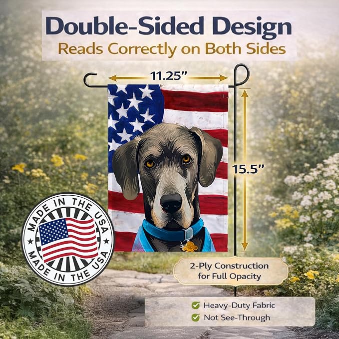 Caroline's Treasures CK6546GF Great Dane Dog American Flag Garden Flag Mailbox Flag Decorative Yard Flag Banner Outside Patio Artwork Yard Flower Beds, Garden Size, Multicolor