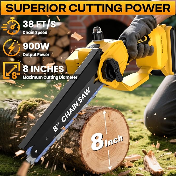 4-in-1 Cordless Pole Saw & Electric Pruning Shears Combo for De Walt 20V MAX Battery (No Battery), Brushless 8 Inch Mini Chainsaw, 15.8 FT Max Reach, Tree Trimmer & Branch Cutter