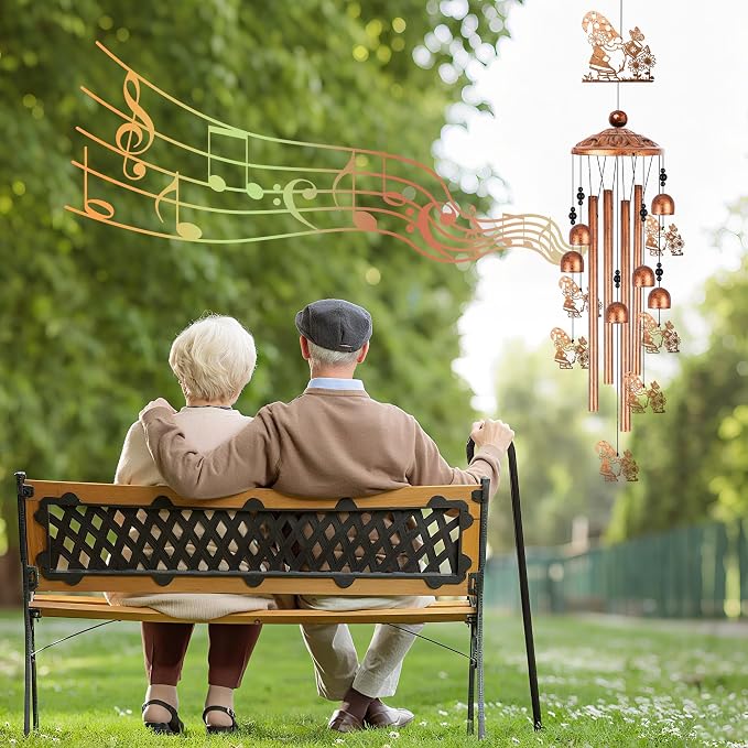 Gnome Wind Chimes for Outside, Garden Gnome Gifts for Women Men Metal Windchimes Outdoors, Sunflower Hat Design Home Garden Patio Yard Decor