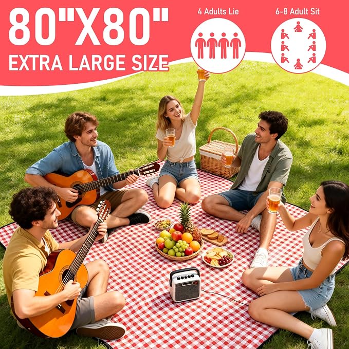 Picnic Blankets Waterproof Sandproof, Extra Large Waterproof Sandproof Foldable Compact Beach Blanket, Easily Foldable and Portable Picnic Mat, Lawn Blanket for Concert, Grass, Hiking, Travel, Indoor