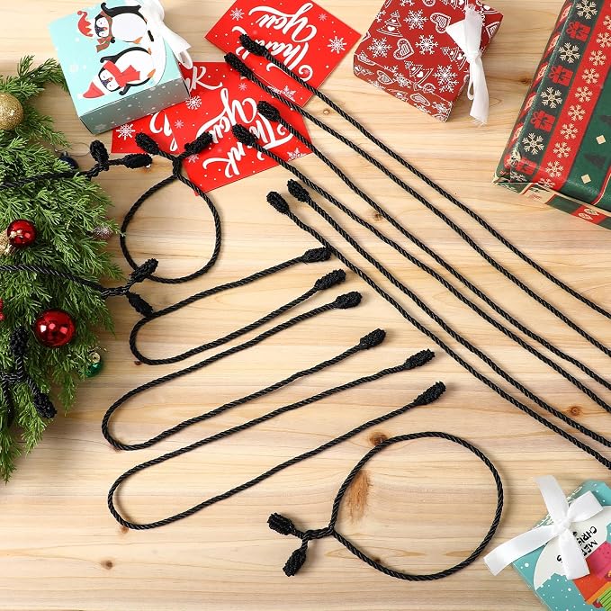 Zhengmy 24 Pcs Christmas Garland Ties Extra Long 30'' 25'' 20'' Black Decorative Twist Tie for Banister Reusable Flexible Twist Tie for Garland Stairway Railing Home Xmas Holiday Decor
