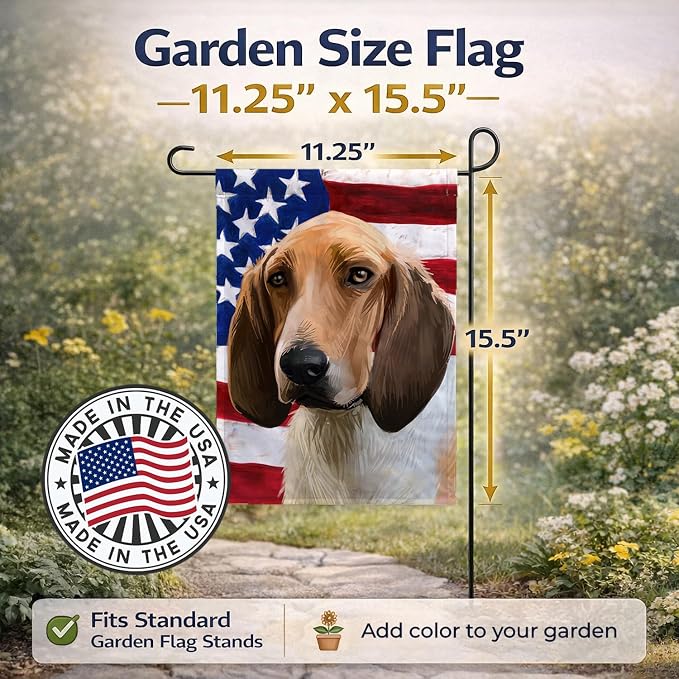 Caroline's Treasures CK6544GF Grand Anglo-Francais Tricolore American Flag Garden Flag Mailbox Flag Decorative Yard Flag Banner Outside Patio Artwork Yard Flower Beds, Garden Size, Multicolor