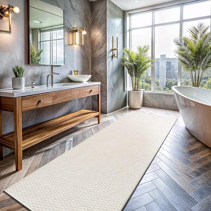 Luul Home Easy Jute Rugs 2x7 White Color Living Room Indoor Outdoor Runner Rug for Farmhouse Patio and Kitchen Rug High Traffic Washable Easy to Clean Solid Boho Woven Design Outside Carpet (2 x 7)