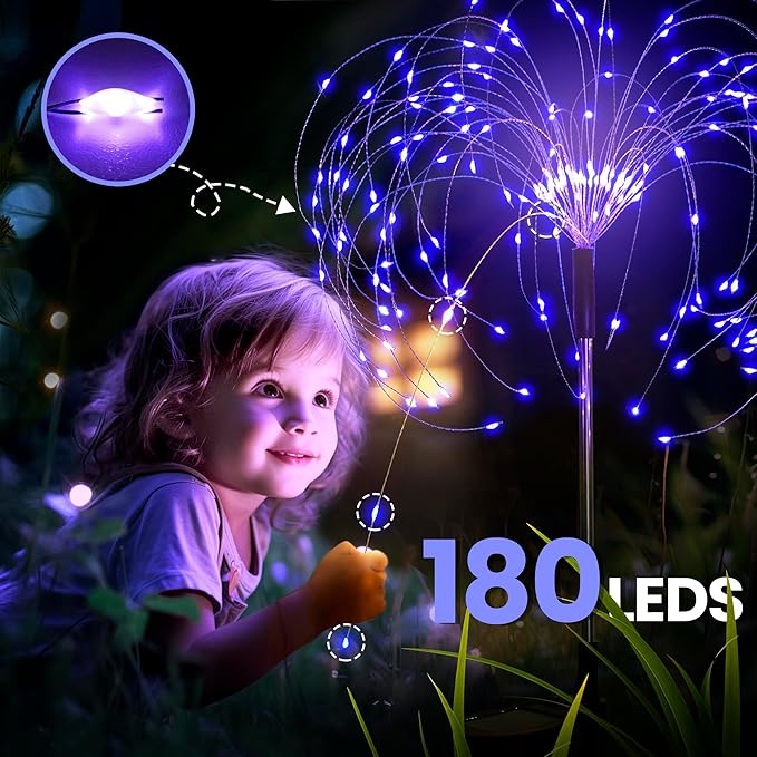 GIGALUMI Garden Outdoor Decor Lights 120LED 2Pack, Solar Garden Lights for Yard Outside Fairy Decorative,Solar Powered for Yard Pathway Flowerbed Planter Balcony Patio Decor（Purple）