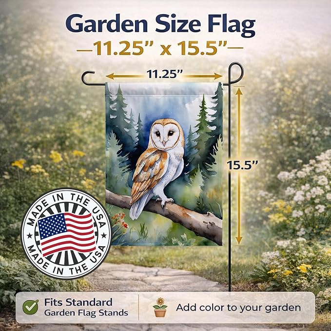 Caroline's Treasures Barn Owl Garden Flag Mailbox Flag Decorative Yard Flag Banner Outside Patio Artwork Yard Flower Beds, Garden Size, Multicolor