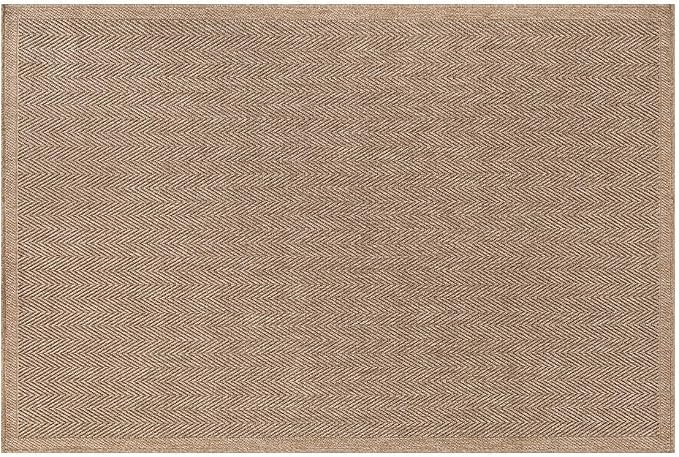 CAMILSON Easy Jute Rug 2x3, Indoor Outdoor Natural Color Fiber Area Rugs for Bathroom and Kitchen Rug, Herringbone Seagrass Boho Woven Design, Easy-Cleaning, Washable Outside Carpet Alfombras (2 x 3)