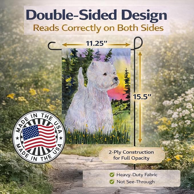 Caroline's Treasures SS1067GF Westie Garden Flag Mailbox Flag Decorative Yard Flag Banner Outside Patio Artwork Yard Flower Beds, Garden Size, Multicolor