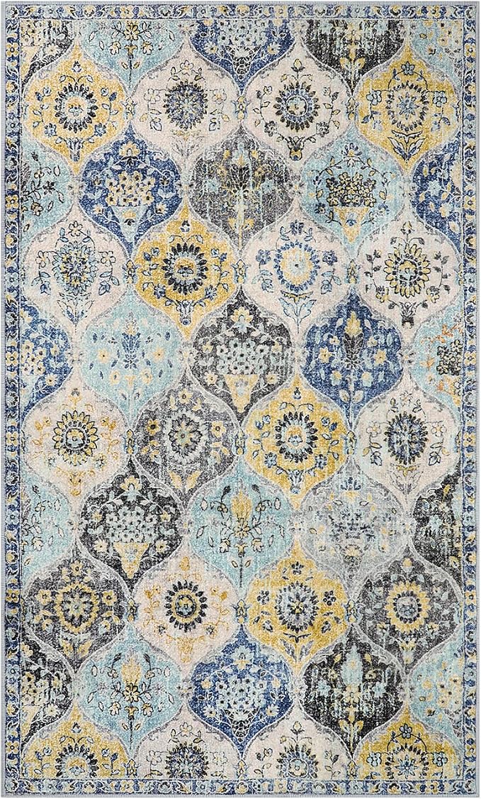 Lahome Moroccan Washable Small Area Rug, 3x5 Area Rug for Bedroom Living Room
