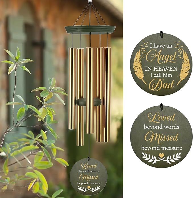 ASTARIN Memorial Angel 36" Wind Chimes, Personalized Name Sympathy Wind Chime, in Memory of Loss Mom Loved One, Large Deep Tone Bereavement Windchimes for Outside Clearance(Produced in Texas)
