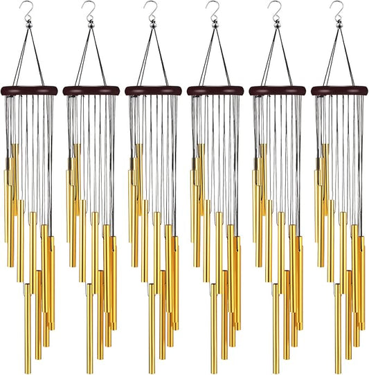 6 Pieces 28 Deep Tone Memorial Wind Chimes with 6 Aluminum Tubes Gold Aluminum Tubes Soothing Melody for Outdoor Garden Patio Home Farmhouse Decor