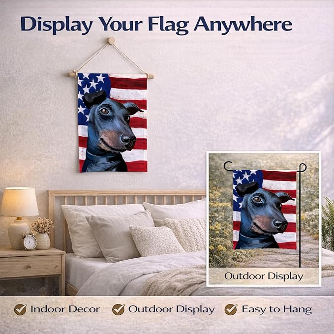 Caroline's Treasures CK6613GF Manchester Terrier American Flag Garden Flag Mailbox Flag Decorative Yard Flag Banner Outside Patio Artwork Yard Flower Beds, Garden Size, Multicolor