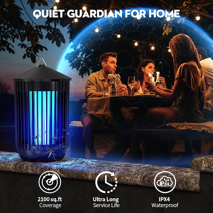 Bug Zapper Outdoor Indoor, Mosquito Zapper, Electric Fly Traps IPX4 Waterproof 20W Lamp Fly Insects Traps for Patio, Garage, Backyard, Porch