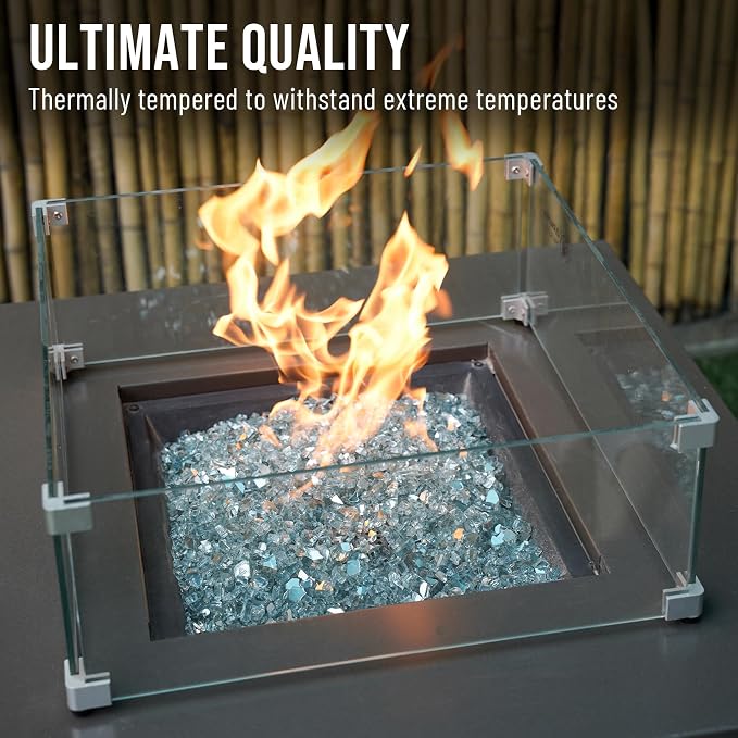Skyflame 10-Pound Fire Glass for Fireplace Fire Pit and Landscaping, 1/4-Inch Aqua Blue Reflective