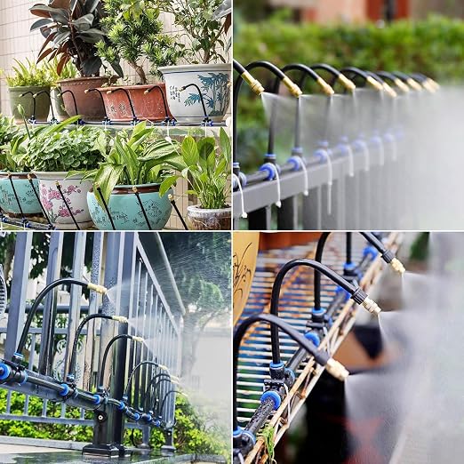 49.21Ft Drip Irrigation Kit Automatic Drip Irrigation System, 360° Bendable Garden Irrigation System, 5/16 inch Garden Watering System Adjustable Bendable Nozzle Copper Sprayer System for Garden