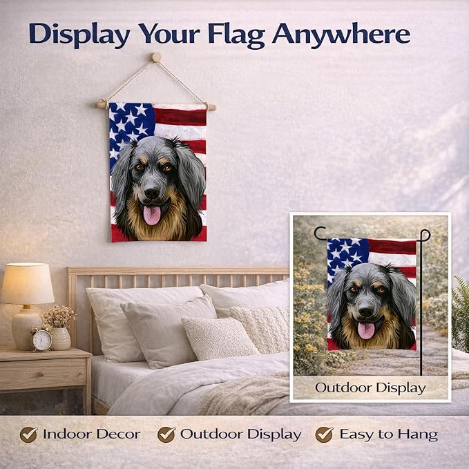 Caroline's Treasures CK6561GF Hovawart Dog American Flag Garden Flag Mailbox Flag Decorative Yard Flag Banner Outside Patio Artwork Yard Flower Beds, Garden Size, Multicolor
