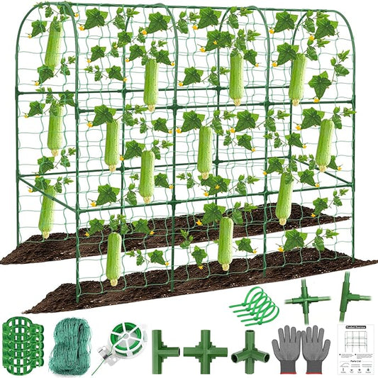 Cucumber Trellis for Raised Bed 51 x 50 Inch U-Shape Garden Trellis for Climbing Plants Outdoors Metal Garden Cucumbers Arch Trellis, Cucumber Plant Support for Tomato, Pea, Zucchini, Vine Flower