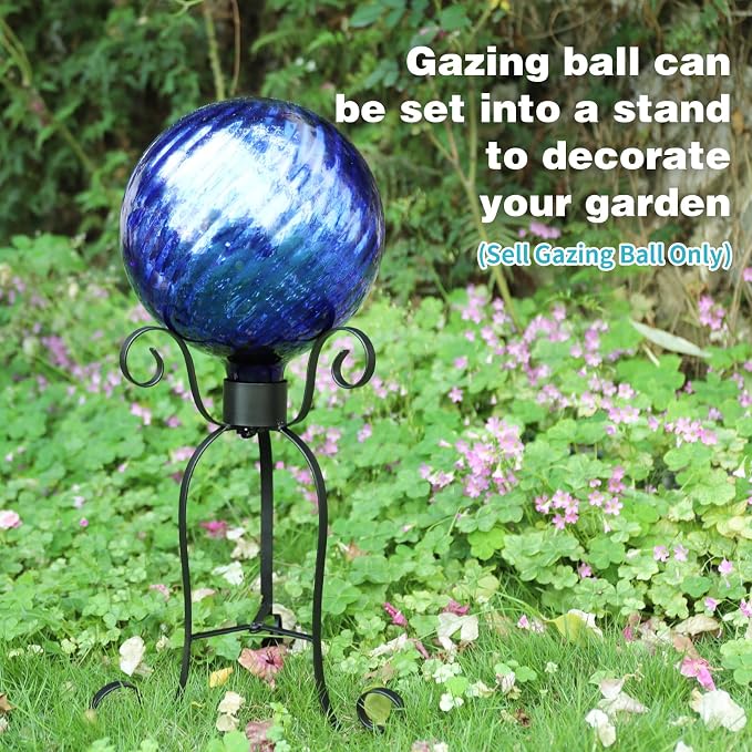 VCUTEKA Gazing Ball, Garden Mirror Gazing Globe for Outdoor Yard Decor, 10" | Garden Globes, Glass Mirror Polished Hollow Ball Reflective Garden Sphere for Home Garden Lawn Outdoor Yard Decorative