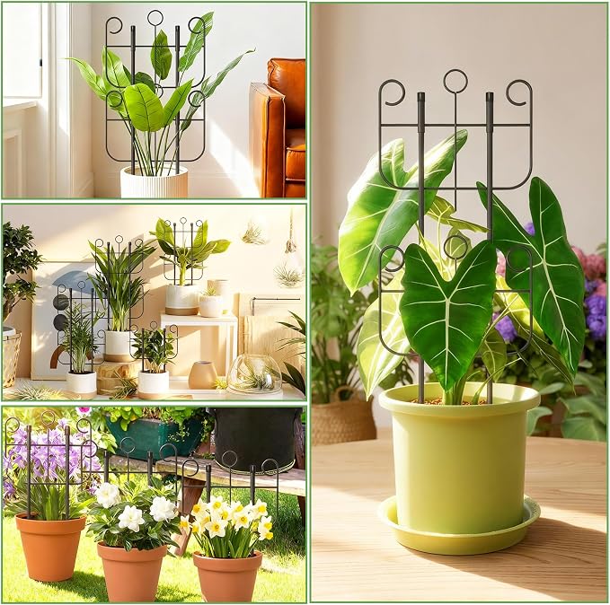 4 Pack Trellis for Climbing Plants Indoor, Expandable Heavy-Duty Metal Trellis for Potted Plants Outdoor, Flowers Vine Ivy, Sturdy Houseplant Pothos Plant Climber Support