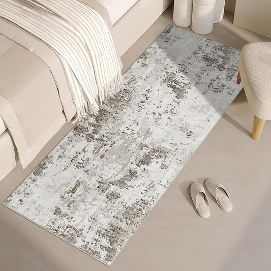 ROYHOME Modern Abstract Runner Rug 2x5 Washable Non Slip, Taupe/Beige | Stain Resistant Rug for Bedroom Living Room Non Shedding Low Pile Indoor Floor Cover