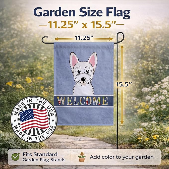 Caroline's Treasures BB1412GF Westie Welcome Garden Flag, Blue Mailbox Flag Decorative Yard Flag Banner Outside Patio Artwork Yard Flower Beds, Garden Size, Multicolor