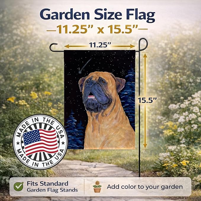 Caroline's Treasures SS8672GF Bullmastiff Garden Flag Mailbox Flag Decorative Yard Flag Banner Outside Patio Artwork Yard Flower Beds, Garden Size, Multicolor