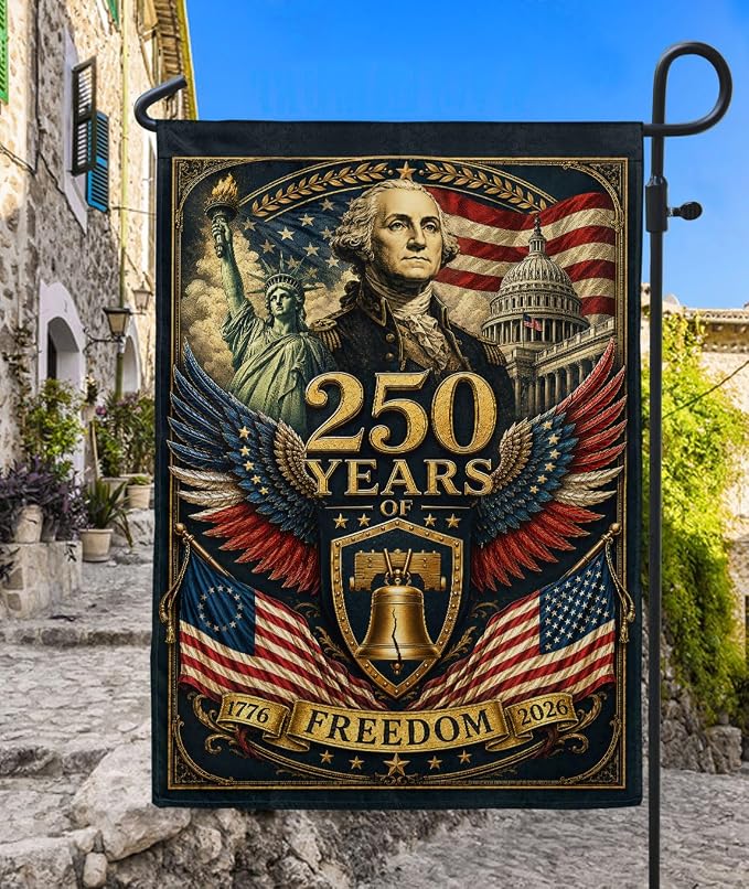250 Years Of Freedom Flag, American 250th Anniversary Patriotic Design, 1776-2026 Commemorative, Garden Flags For Outside, Double-sided Display, 250th Anniversary USA Commemorative Flags 5 (12x18 Inch)