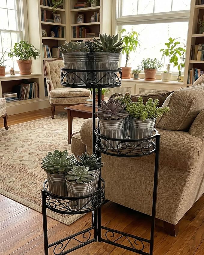 vensovo 4 Inch Galvanized Bucket Planter - 6 Pack Small Metal Flower Pots with Drainage Holes & Plugs, Rustic Silver Tin Pots for Indoor Herbs, Outdoor Succulents, Farmhouse Home Garden Decor
