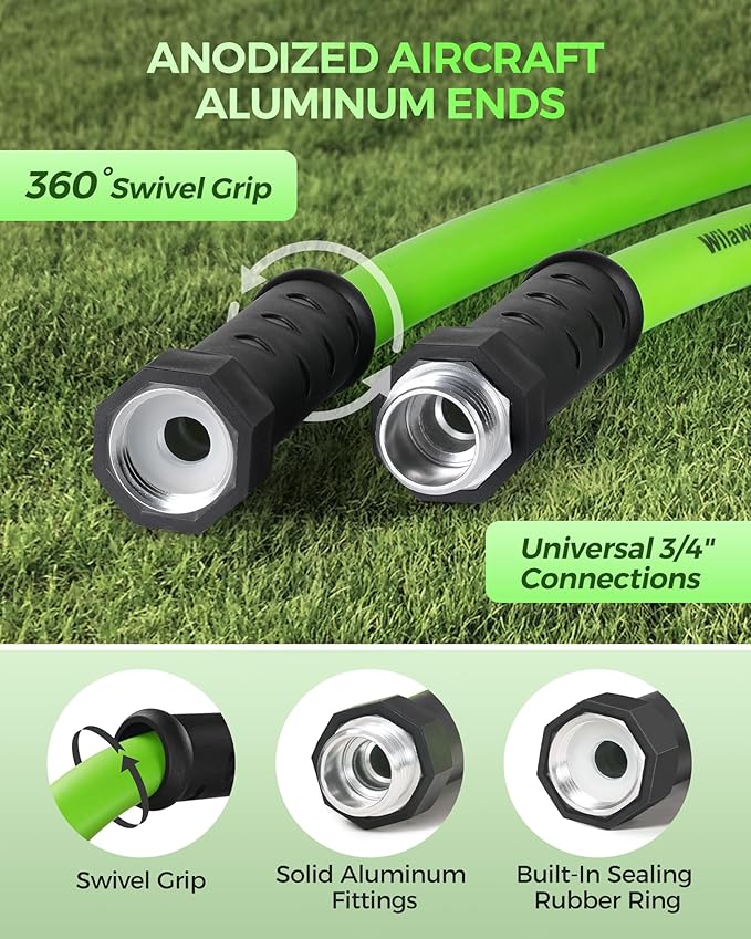 75 FT x 5/8″ Garden Hose, Lightweight Flexible Garden Water Hose with Swivel Handle, 200 PSI Working, 450 PSI Burst, All-Weather Outdoor Use, Heavy Duty Water Hose for for Lawn, Yard, G75GH06