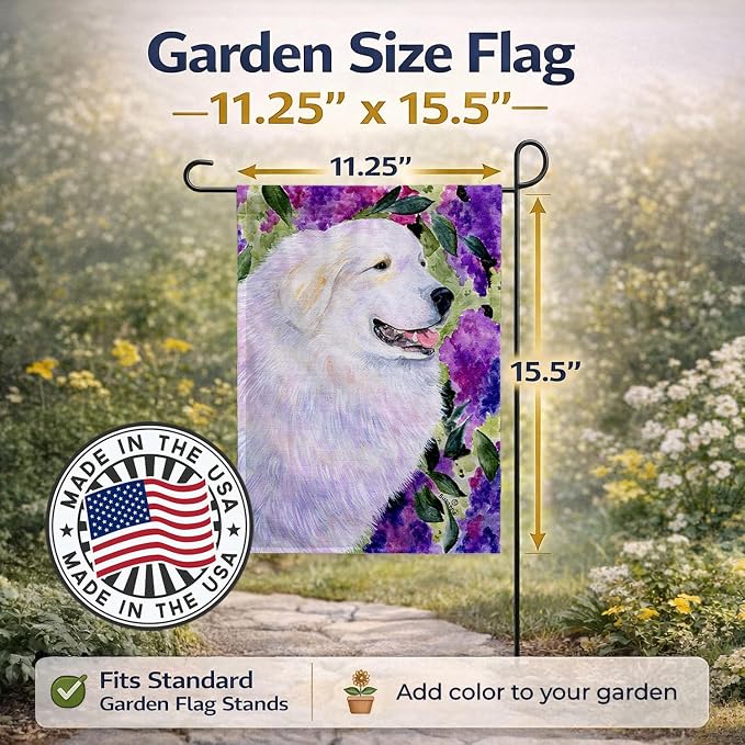 Caroline's Treasures SS8474GF Great Pyrenees Garden Flag Mailbox Flag Decorative Yard Flag Banner Outside Patio Artwork Yard Flower Beds, Garden Size, Multicolor