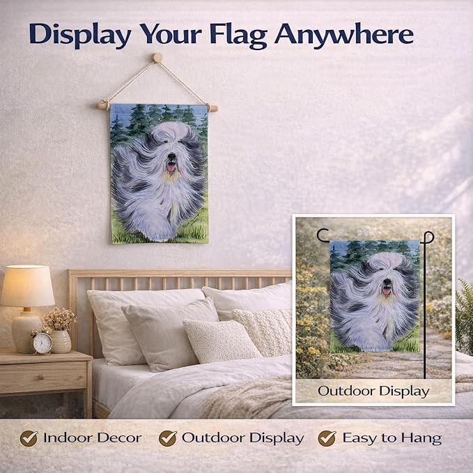 Caroline's Treasures SS8037GF Bearded Collie Garden Flag Mailbox Flag Decorative Yard Flag Banner Outside Patio Artwork Yard Flower Beds, Garden Size, Multicolor