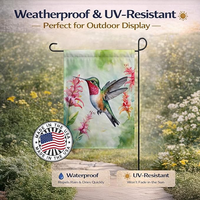 Caroline's Treasures Broadtailed Hummingbird Garden Flag Mailbox Flag Decorative Yard Flag Banner Outside Patio Artwork Yard Flower Beds, Garden Size, Multicolor