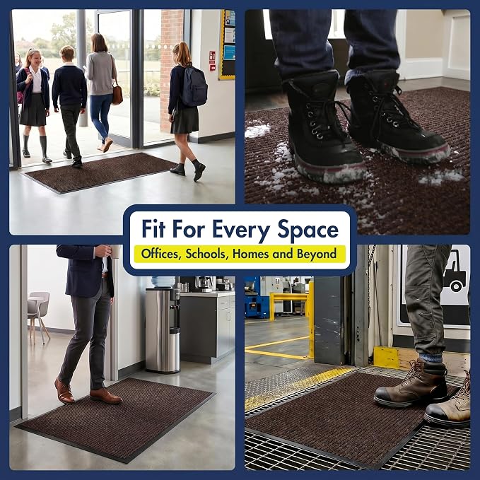 Notrax 109 Industrial Door Mat, 3' x 4' Entrance Mat, Heavy Duty Commercial Rugs for Entryway, Welcome Lobbies, Garage, and Mudroom, Made in the USA, Brown, Brush Step 109S0034BR
