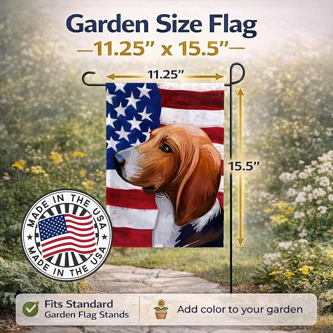 Caroline's Treasures CK6746GF Treeing Walker Coonhound American Flag Garden Flag Mailbox Flag Decorative Yard Flag Banner Outside Patio Artwork Yard Flower Beds, Garden Size, Multicolor
