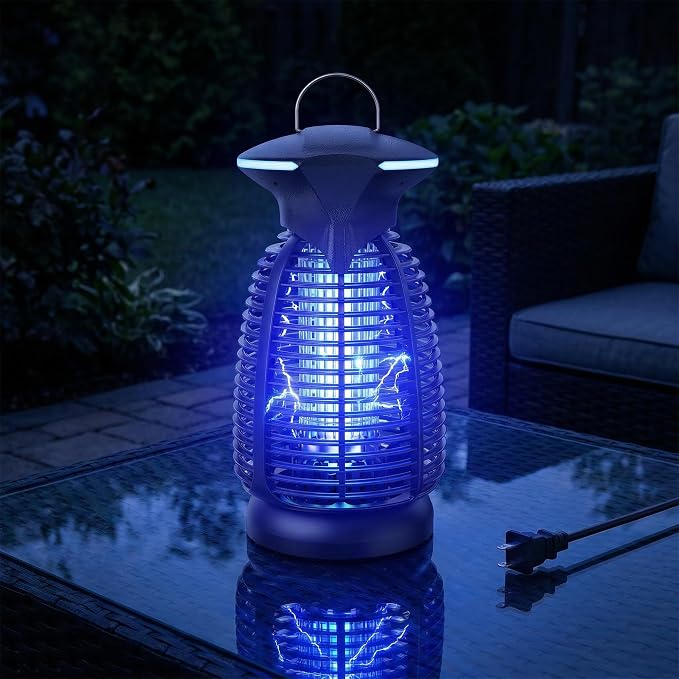 Electric Bug Zapper Outdoor, 4200V Mosquito Zapper with 20W UV Light, Plug-in Insect Killer with Removable Tray, Hanging Fly Trap for Patio, Porch, Backyard, Garage and Indoor Use