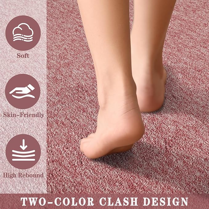 4x6 Dark Red Area Rug | Washable Memory Foam, Low Pile Non Slip Indoor Carpet for Living Room Bedroom Office Classroom College Dorm Room Home Decor