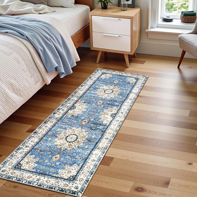 Lahome Felice Oriental Washable Runner Rug, 2x5 Non-Slip Kitchen Runners Rug Bathroom Runner Rug, Ultra Soft Non-Shedding Indoor Runners for Hallways Entryway Bedside Camper