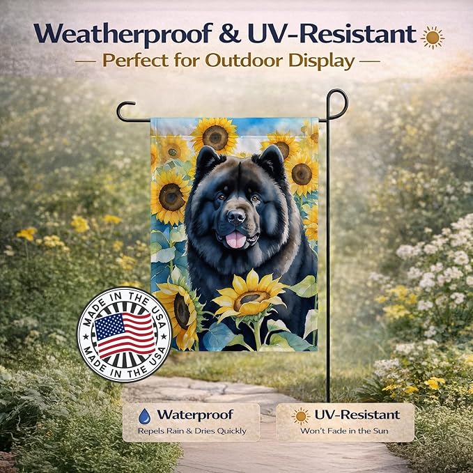 Caroline's Treasures DAC6054GF Chow Chow in Sunflowers Garden Flag Mailbox Flag Decorative Yard Flag Banner Outside Patio Artwork Yard Flower Beds, Garden Size, Multicolor
