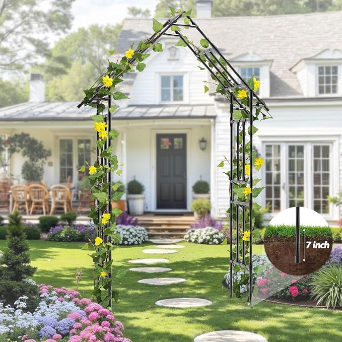 Garden Arch Trellis - 48"-51"(L)*98"(H)*16"(W), Garden Arch Arbor Trellis for Climbing Plants Outdoor - Triangular Pointed Garden Arch for Lawn, Party, Ceremony Wedding Decoration