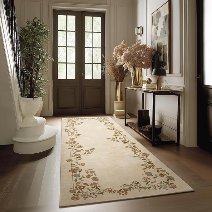 2x6 Washable Runner Rugs for Entryway: Kitchen Rugs Non Slip Stain Resistant Low Pile Soft Indoor Living Room Floor Carpet Runners for Hallways Bedroom Kitchen Laundry Room Farmhouse Indoor