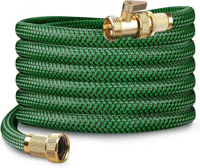 75FT Heavy Duty Garden Hose, Non-Expandable Flexible Kink-Resistant Water Hose, High-Density Fabric, Leak-Proof Metal Connector for Patio Lawn Car Wash