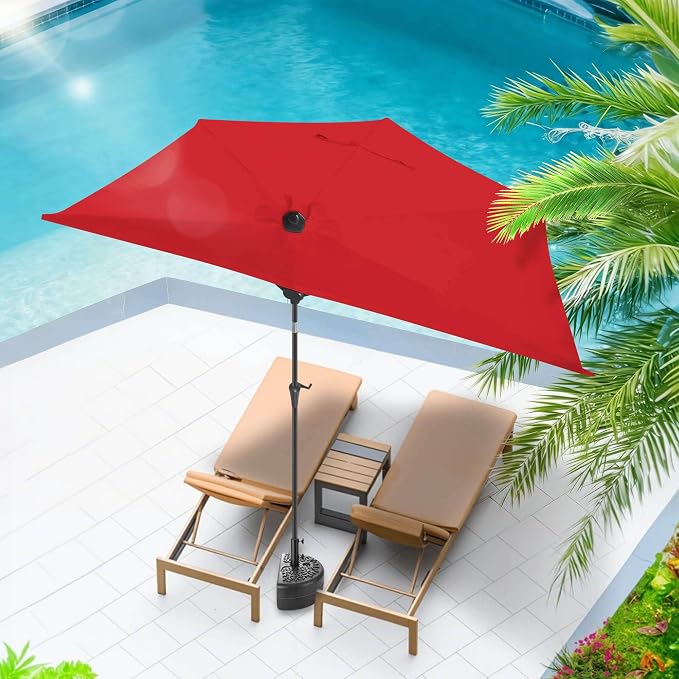 9FT Half Umbrellas Outdoor - Half Patio Umbrella with Tilt, UV Protection Waterprool, Half Round Umbrella for Wall Balcony, Pool, Porch, Garden, Deck, Backyard (Red)
